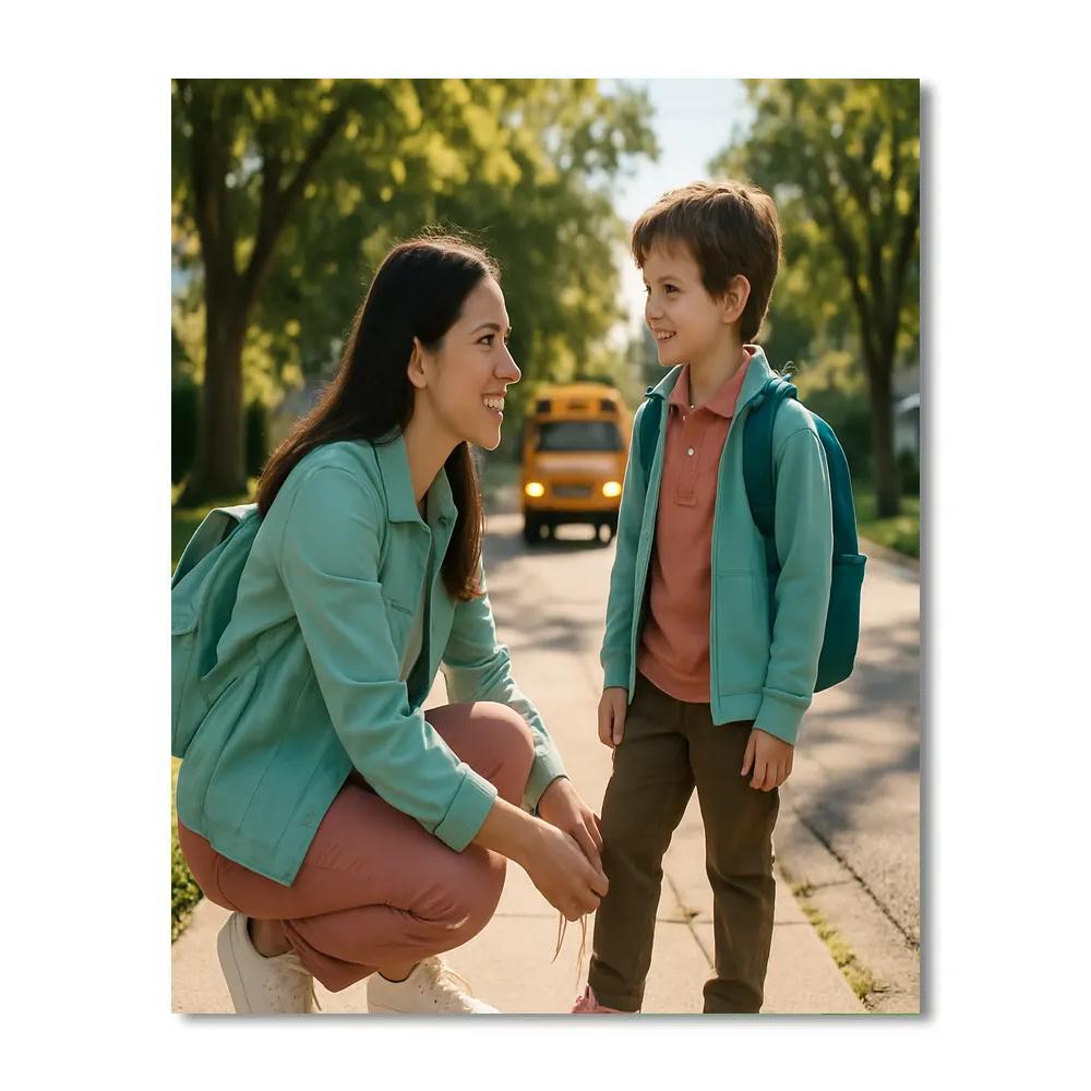 School Run Smile And Backpack Painting by numbers kit