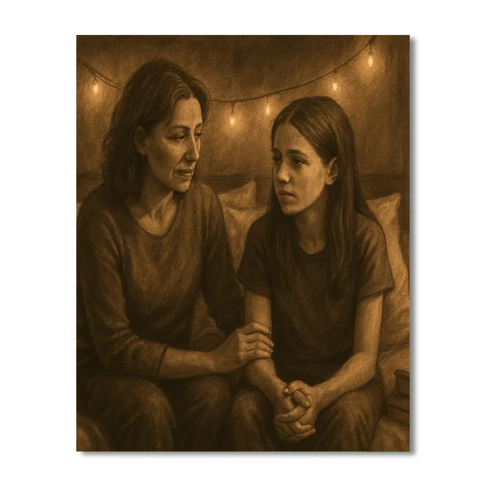 Mother And Teen Late Night Chat Number painting