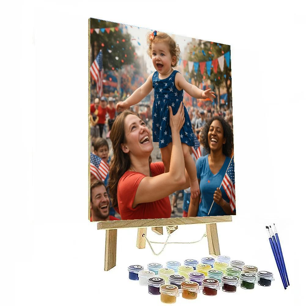 Mother Shielding Child During Parade painting number kit