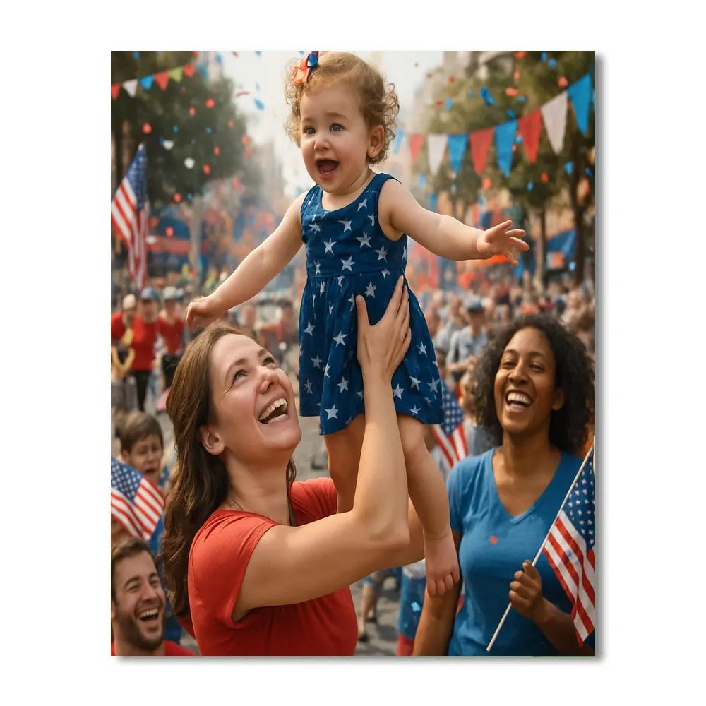 Mother Shielding Child During Parade painting number kit