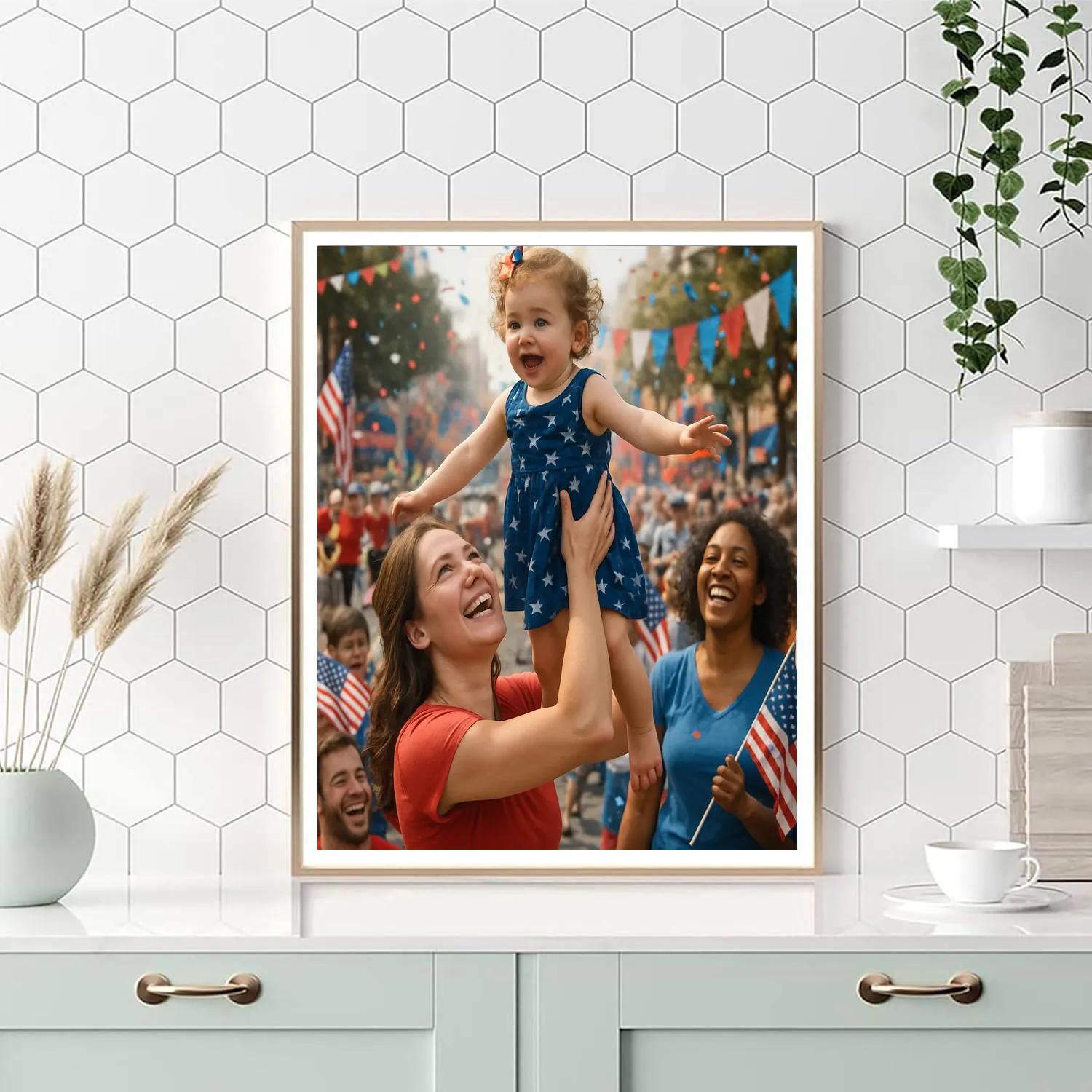 Mother Shielding Child During Parade painting number kit