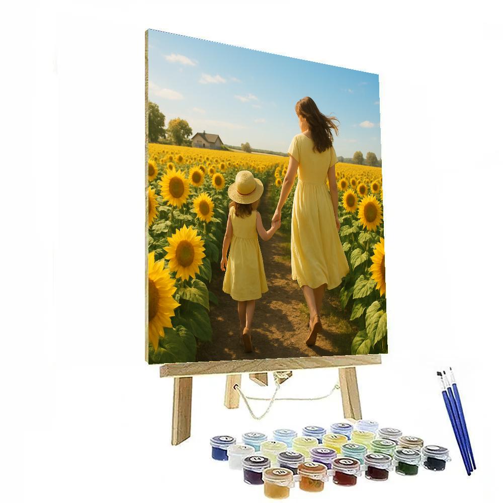 Field Of Sunflowers Hold Hands Numbered painting kits