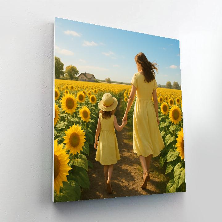 Field Of Sunflowers Hold Hands Numbered painting kits