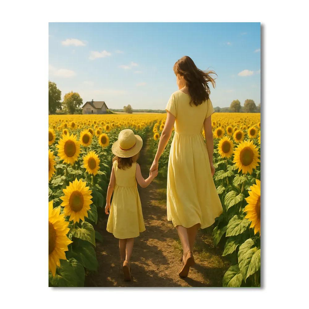 Field Of Sunflowers Hold Hands Numbered painting kits