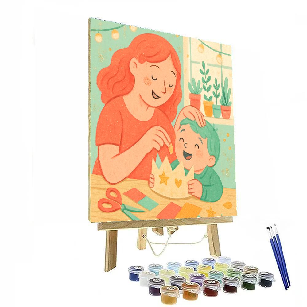 Crafting A Paper Crown Together Painting by numbers kit