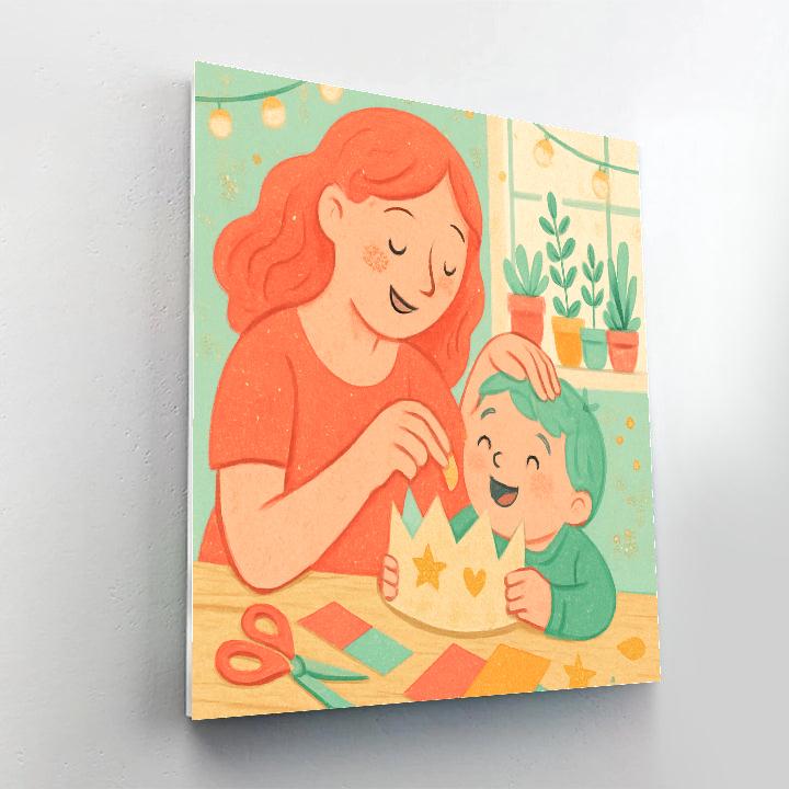 Crafting A Paper Crown Together Painting by numbers kit