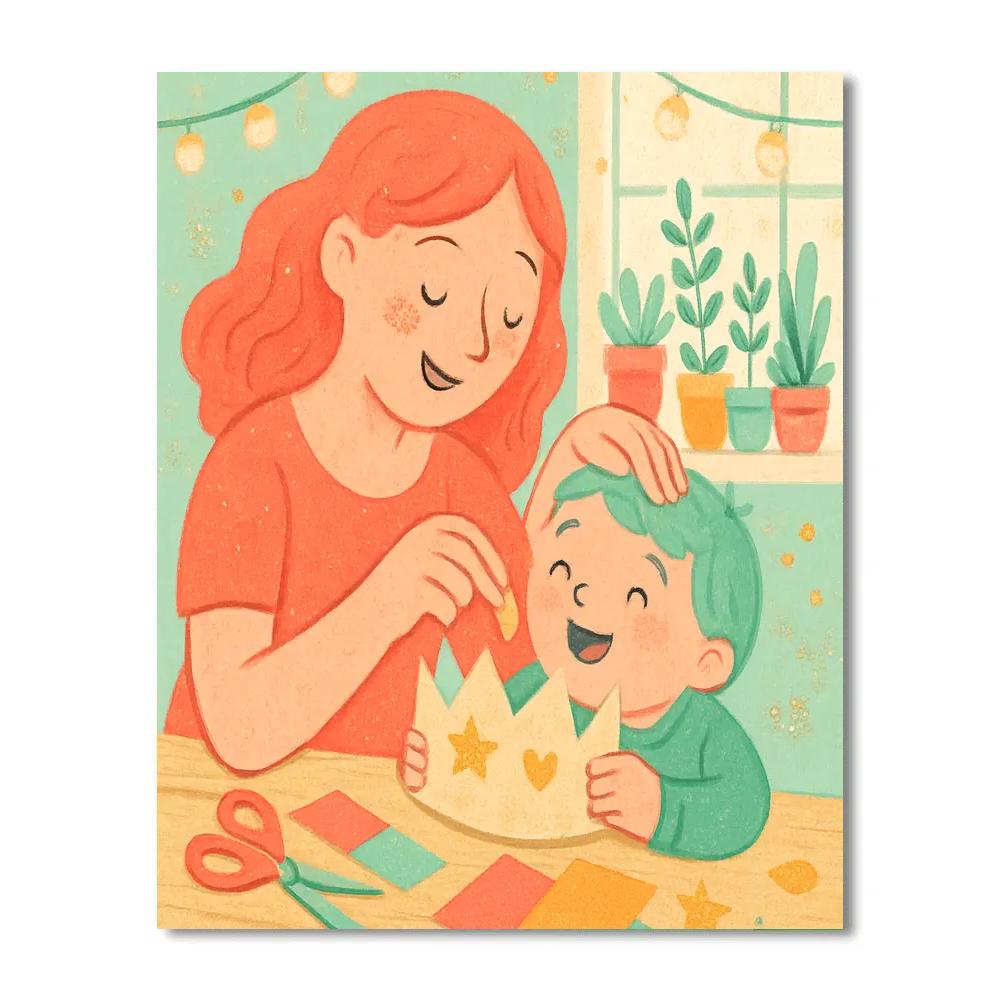 Crafting A Paper Crown Together Painting by numbers kit