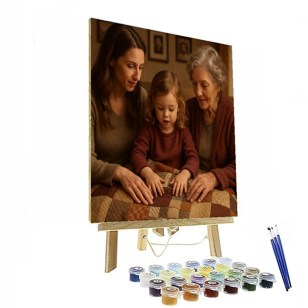 Grandmother Passing Down Quilt Number painting