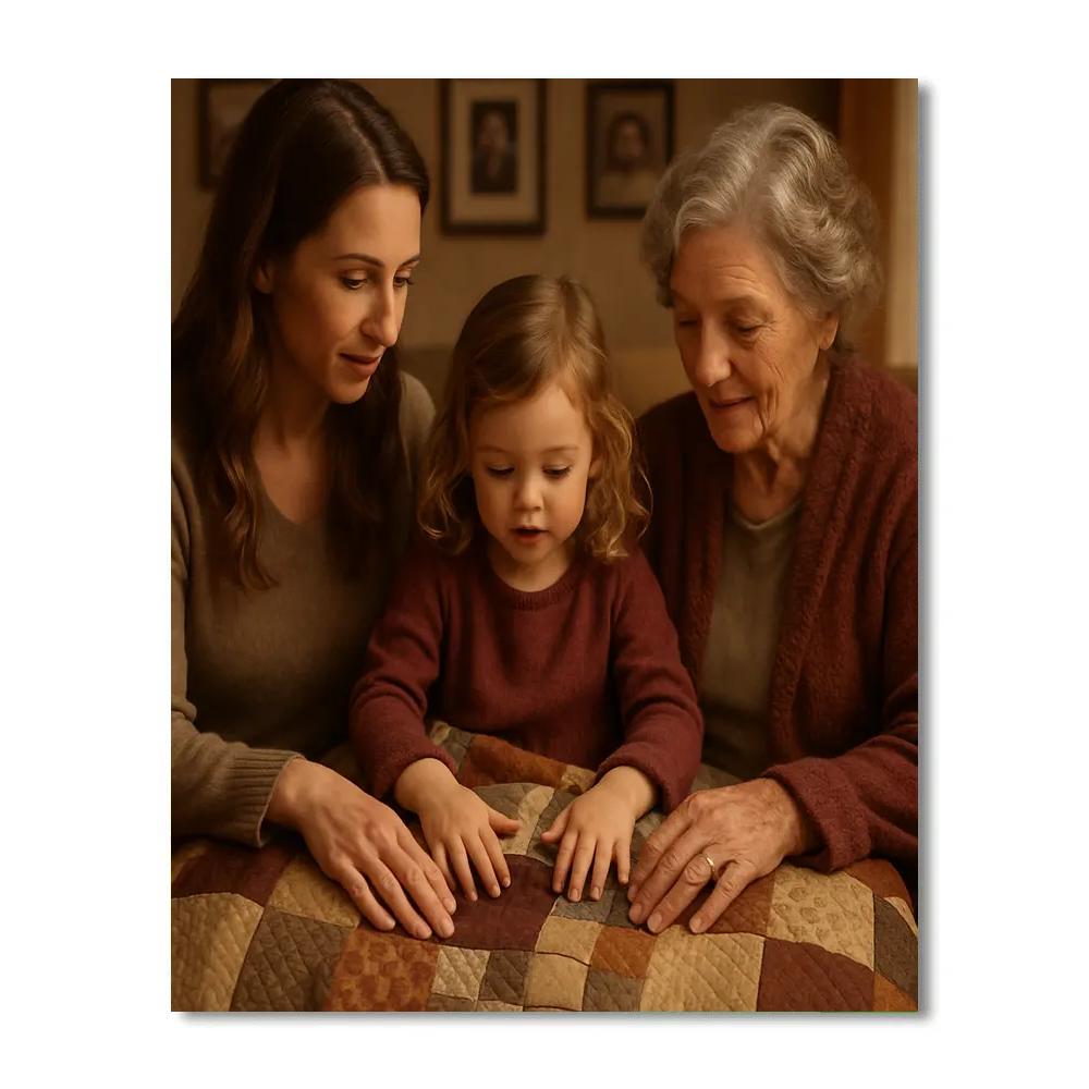 Grandmother Passing Down Quilt Number painting