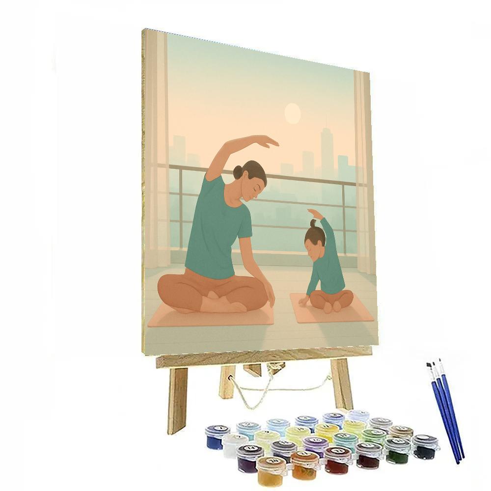 Sunrise Yoga Stretch With Child Painting by numbers kit