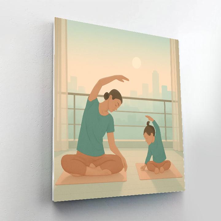 Sunrise Yoga Stretch With Child Painting by numbers kit