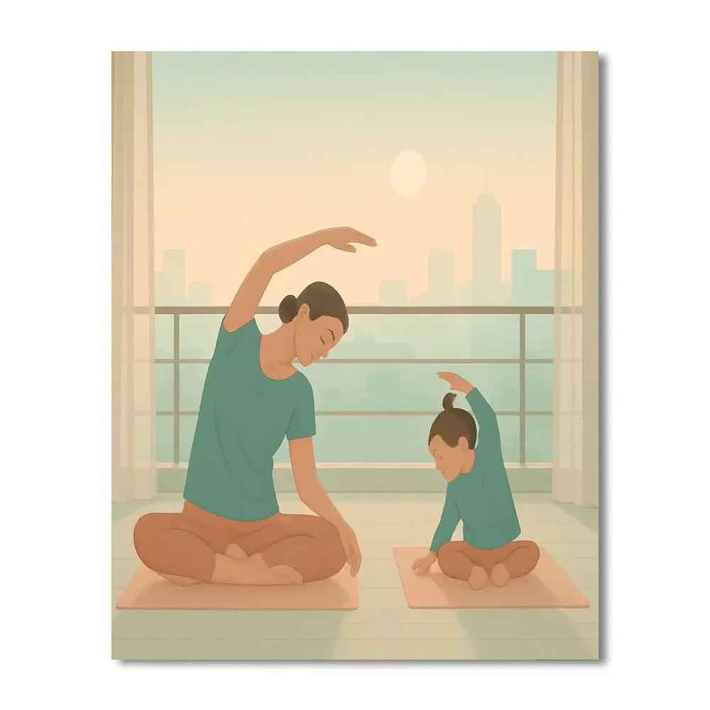 Sunrise Yoga Stretch With Child Painting by numbers kit
