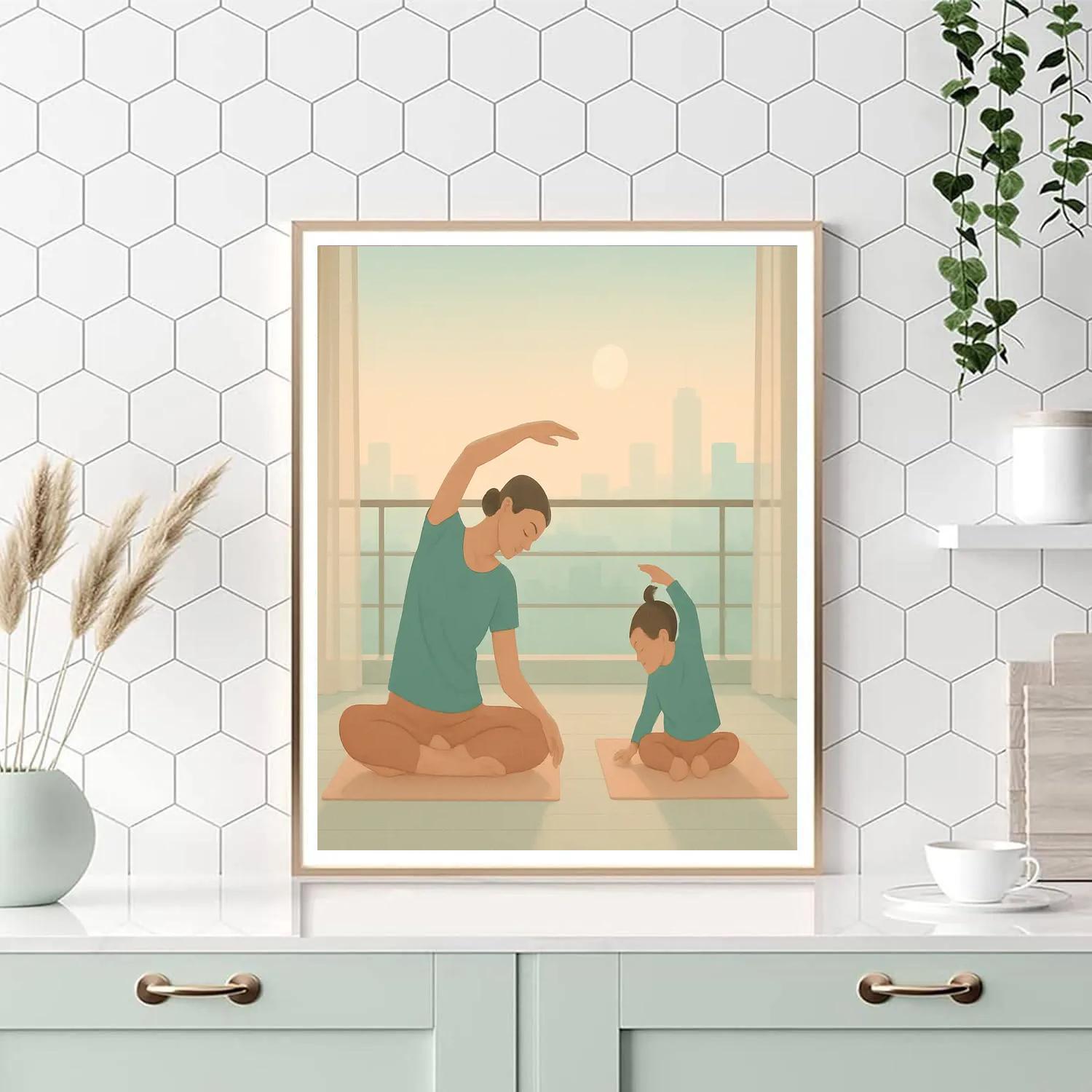 Sunrise Yoga Stretch With Child Painting by numbers kit