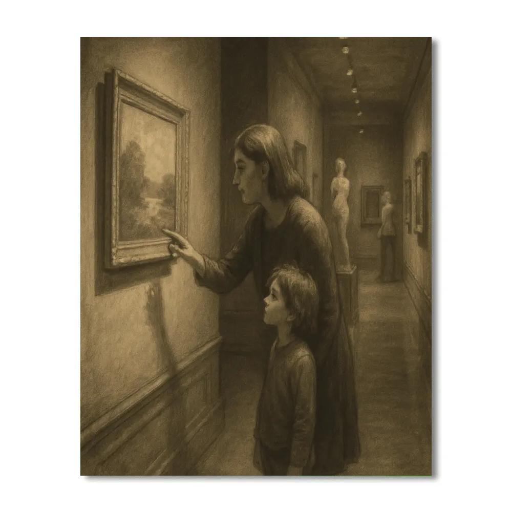 Quiet Museum Walk Together Number painting