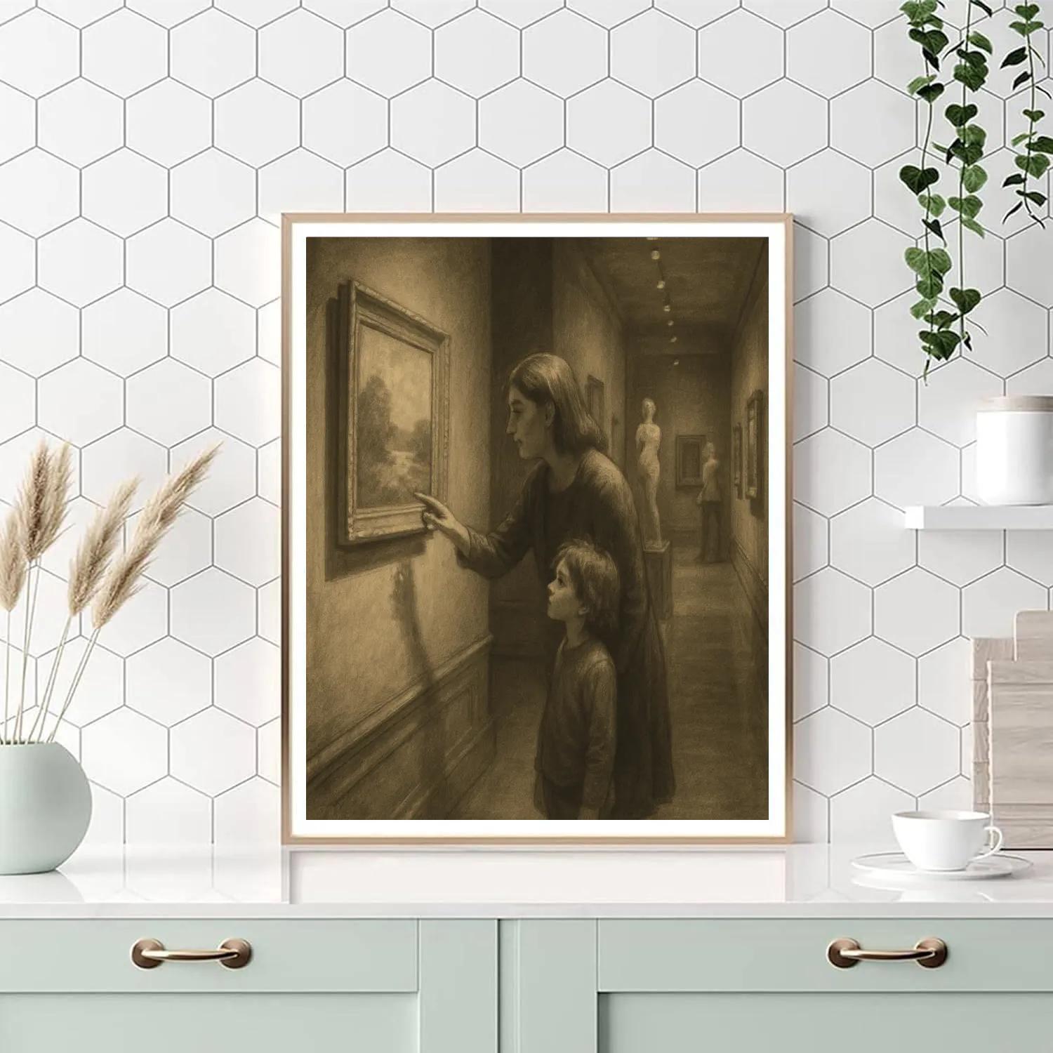 Quiet Museum Walk Together Number painting