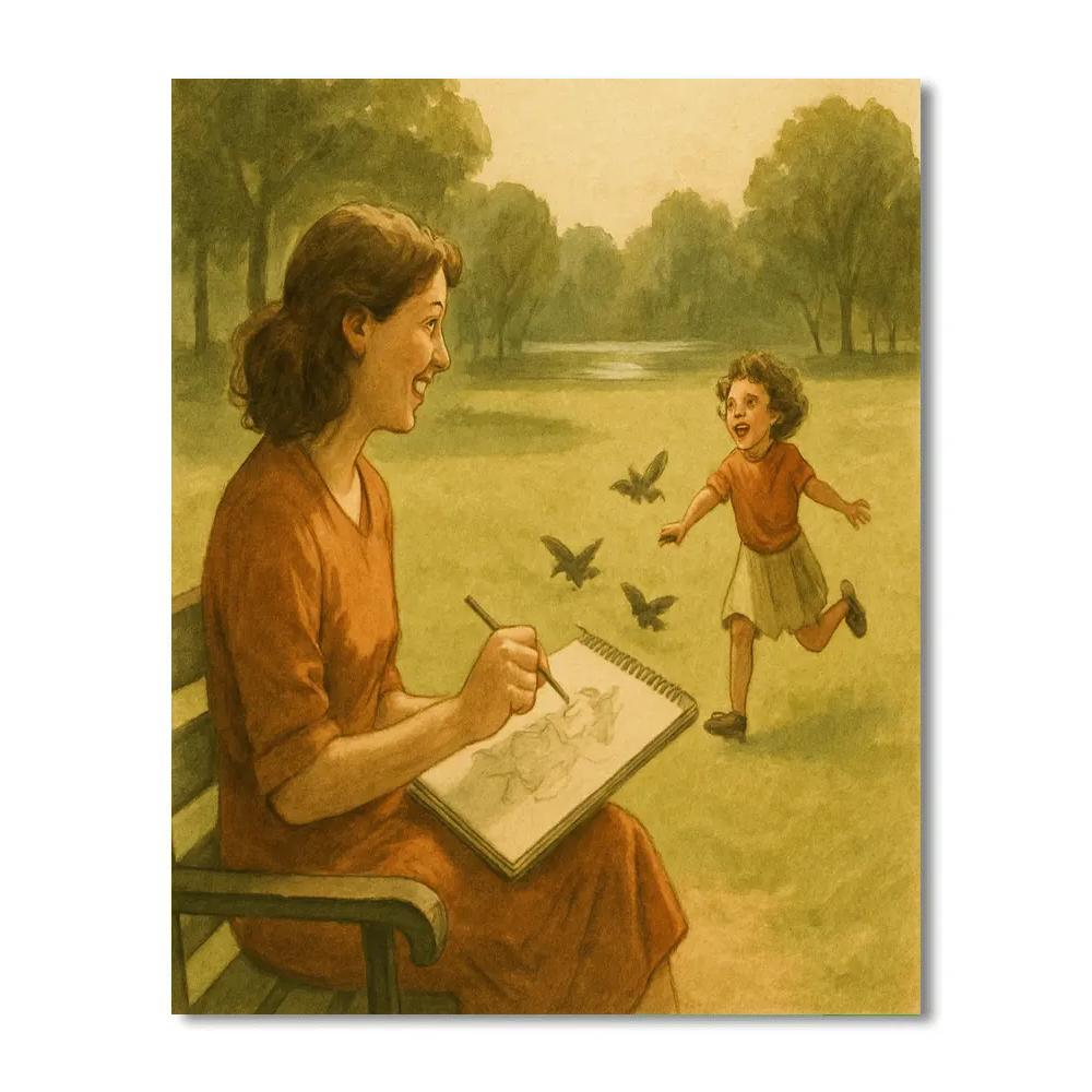 Park Bench Sketching Together Painting by numbers kit