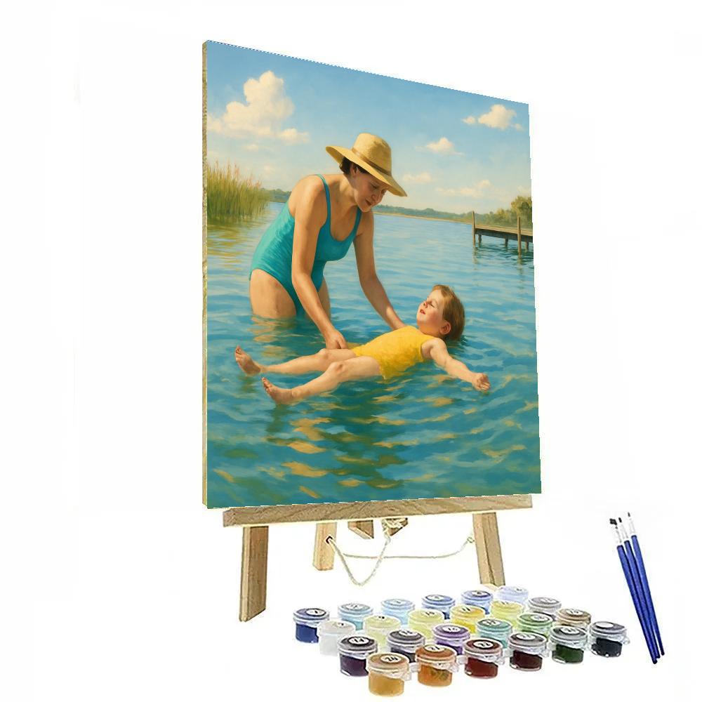 Learning To Swim By The Lake paint by number