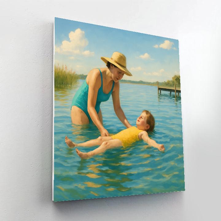 Learning To Swim By The Lake paint by number