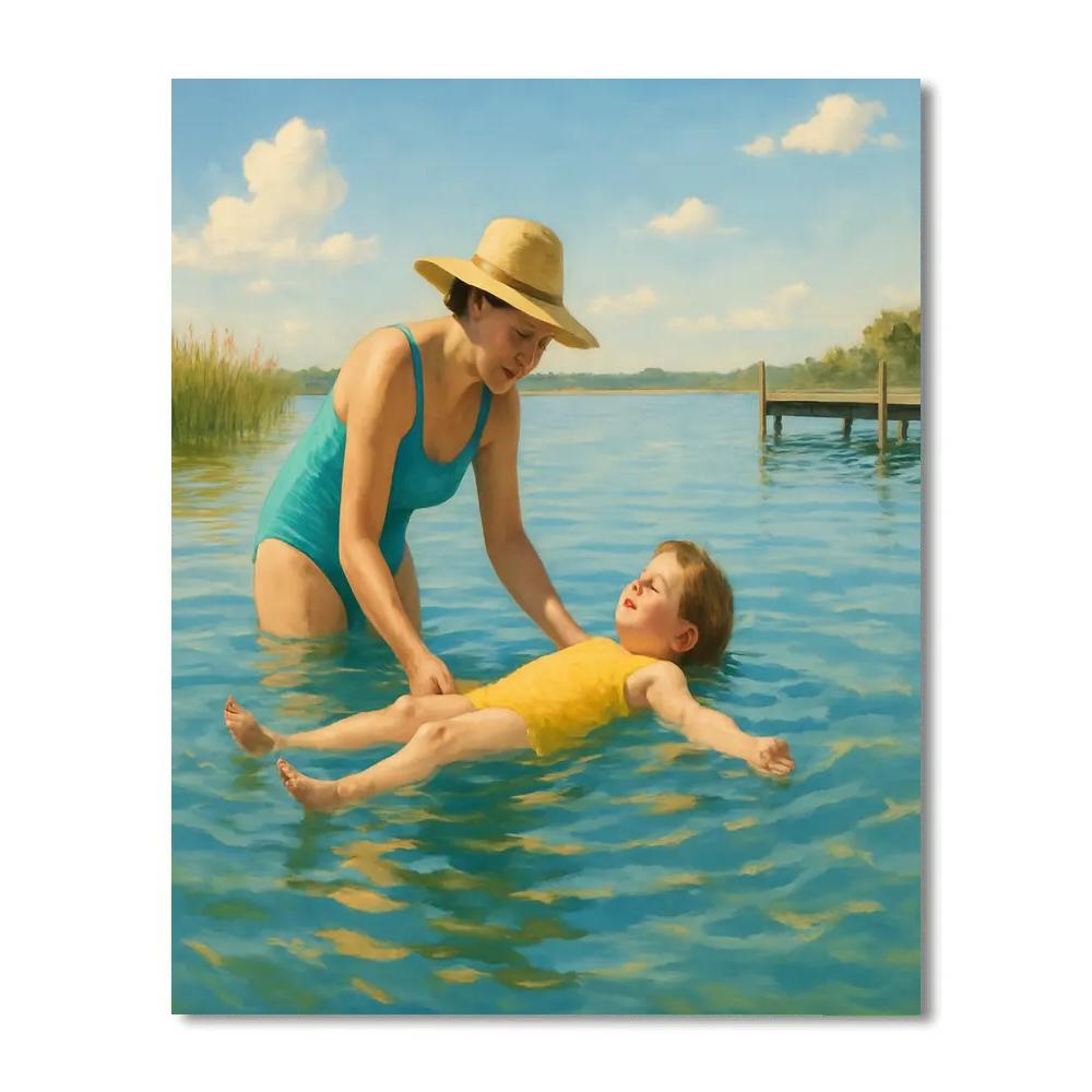 Learning To Swim By The Lake paint by number