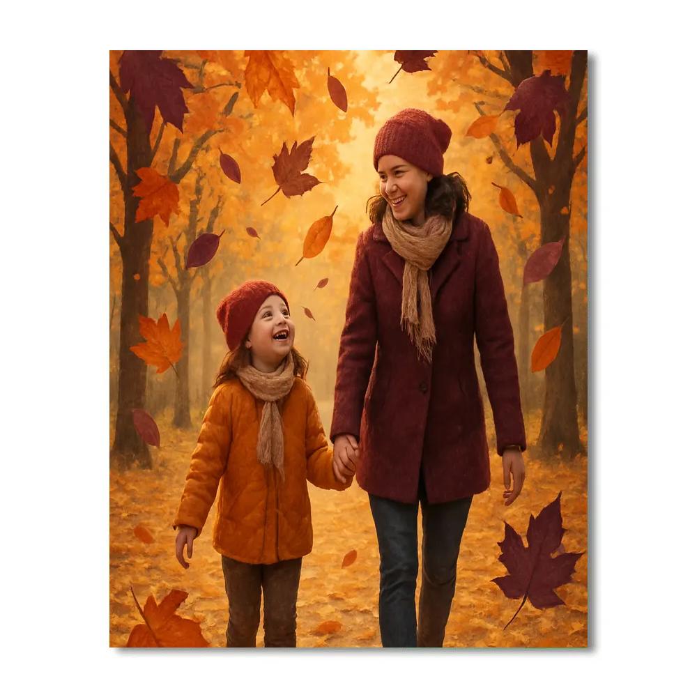 Holding Hands Through Parade Of Leaves paint by numbers