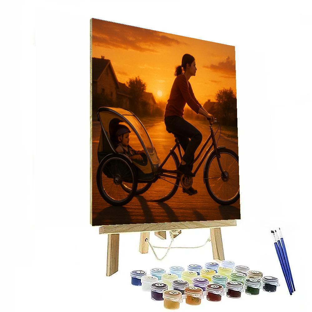 Bicycle Trailer Sunset Commute Paint by numbers kits