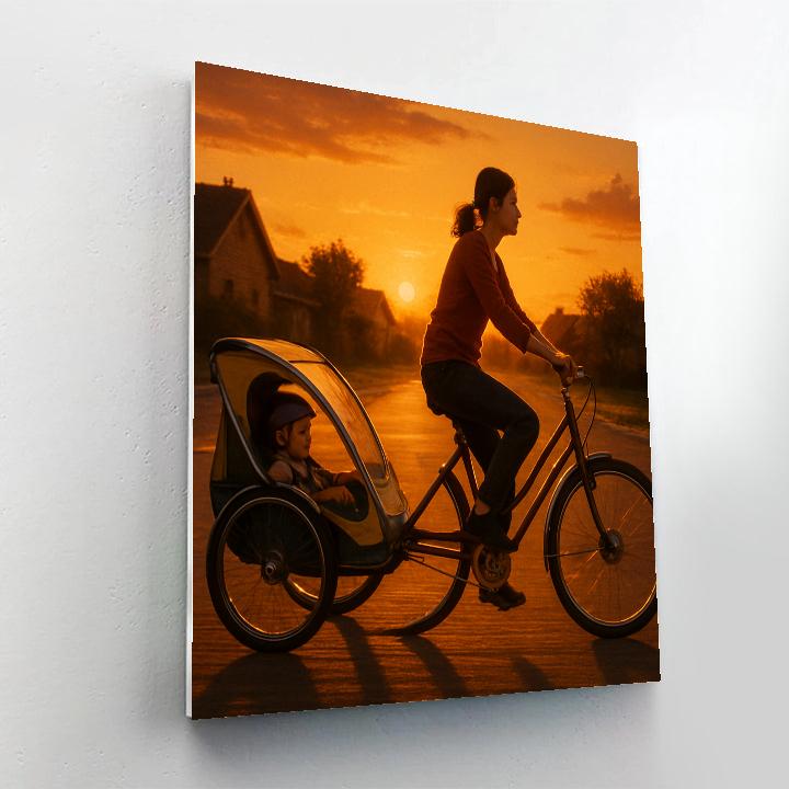 Bicycle Trailer Sunset Commute Paint by numbers kits