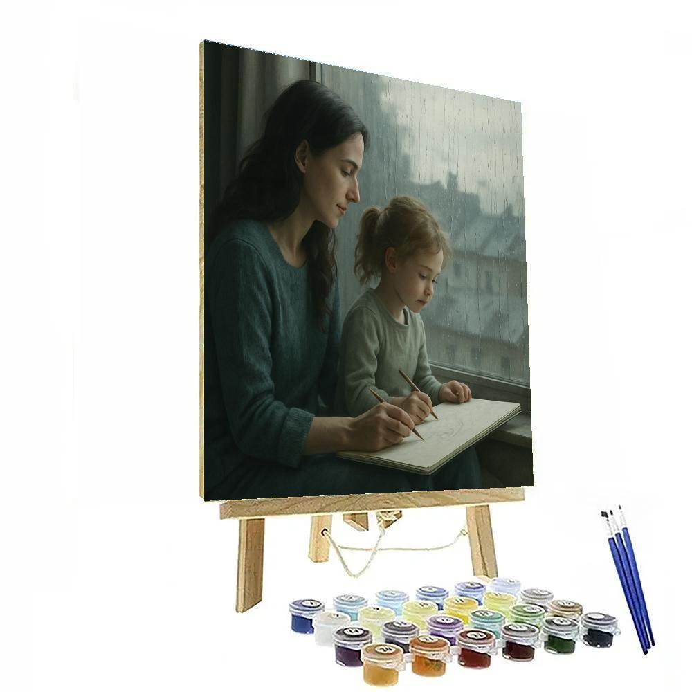 Window Seat Rainy Day Drawing Number painting