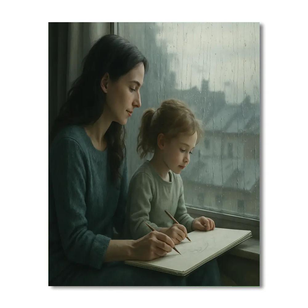 Window Seat Rainy Day Drawing Number painting