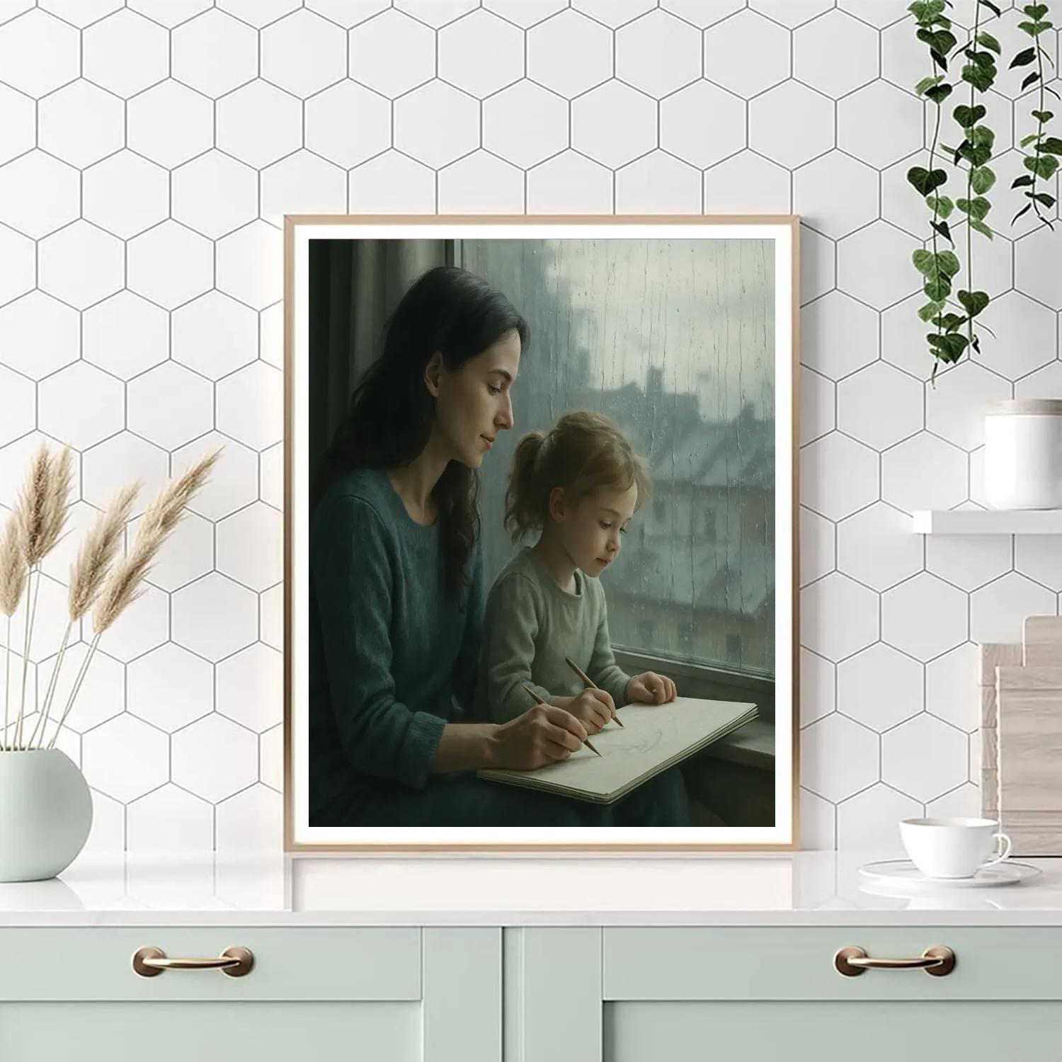 Window Seat Rainy Day Drawing Number painting