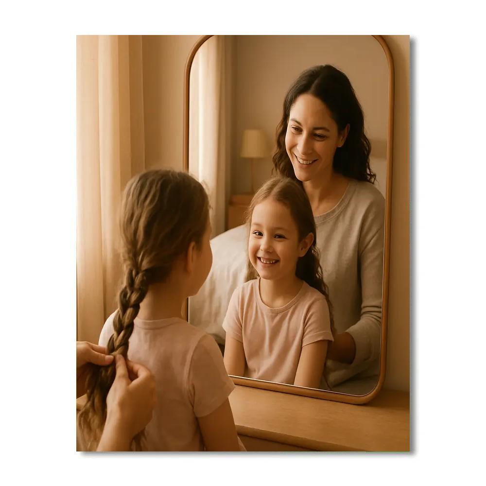 Morning Mirror Hair Braiding Painting by numbers kit