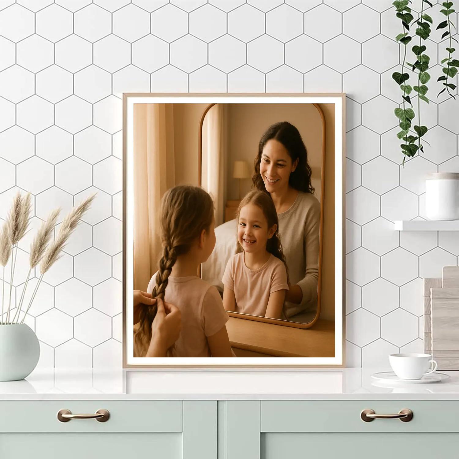 Morning Mirror Hair Braiding Painting by numbers kit