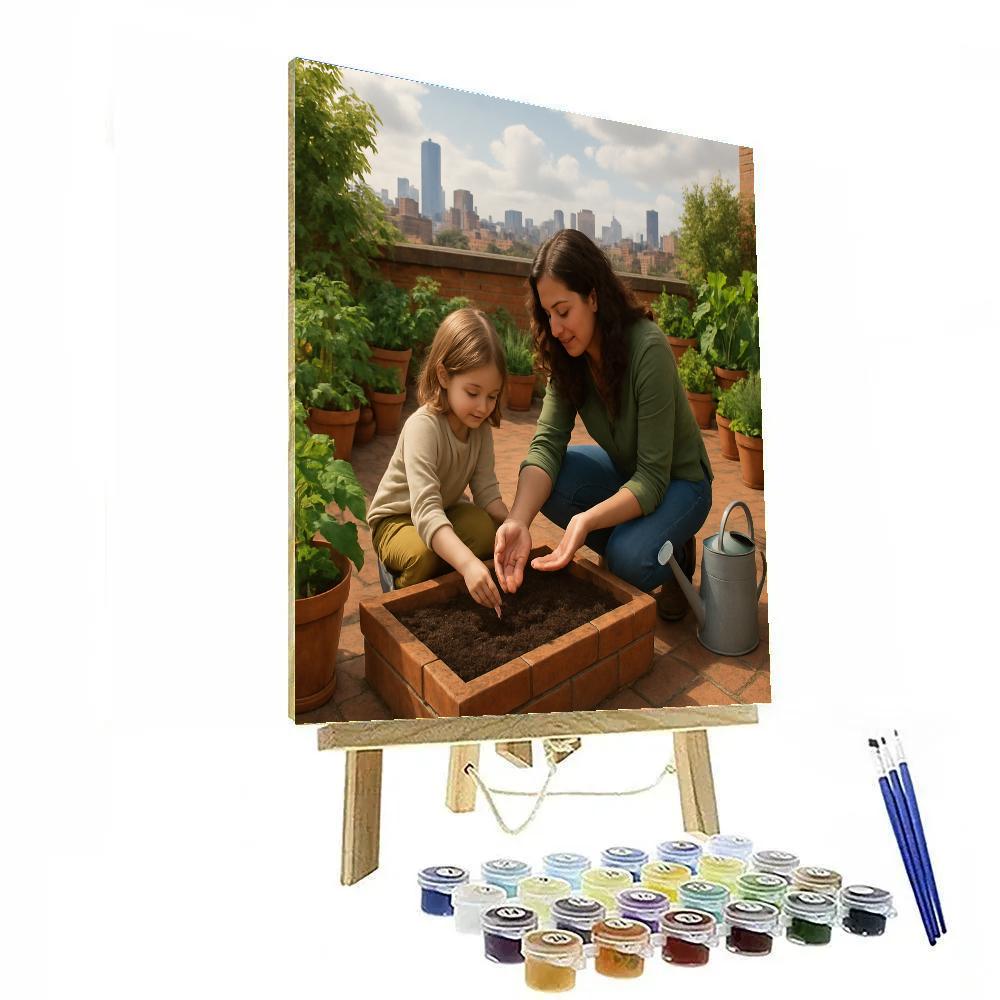 City Rooftop Garden Planting DIY paint by numbers