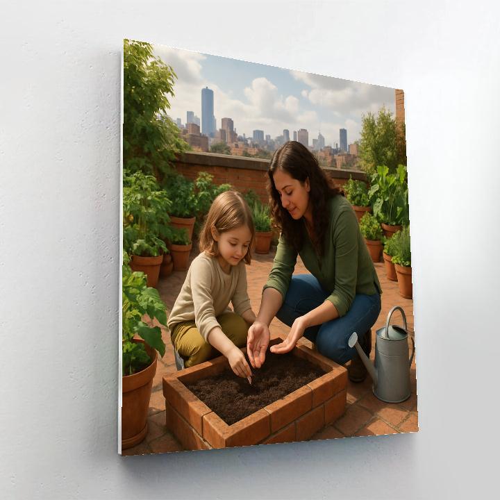 City Rooftop Garden Planting DIY paint by numbers