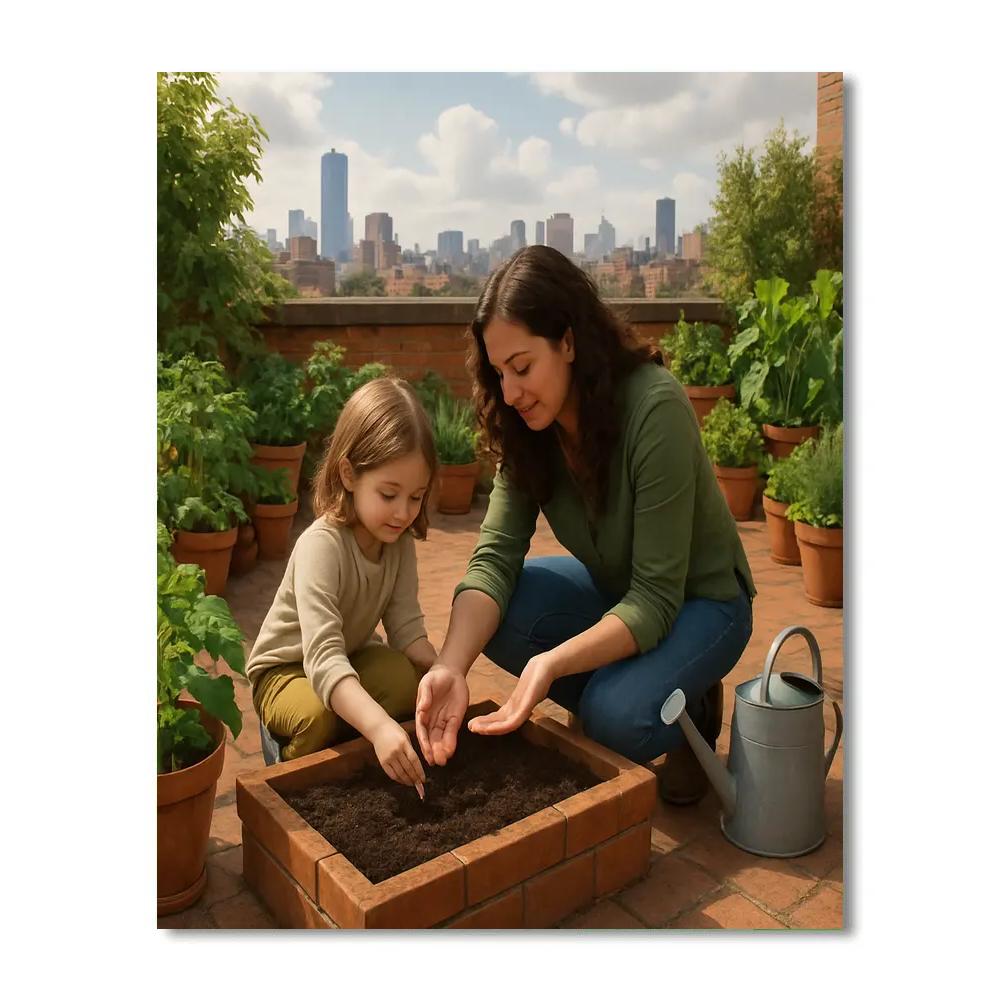 City Rooftop Garden Planting DIY paint by numbers
