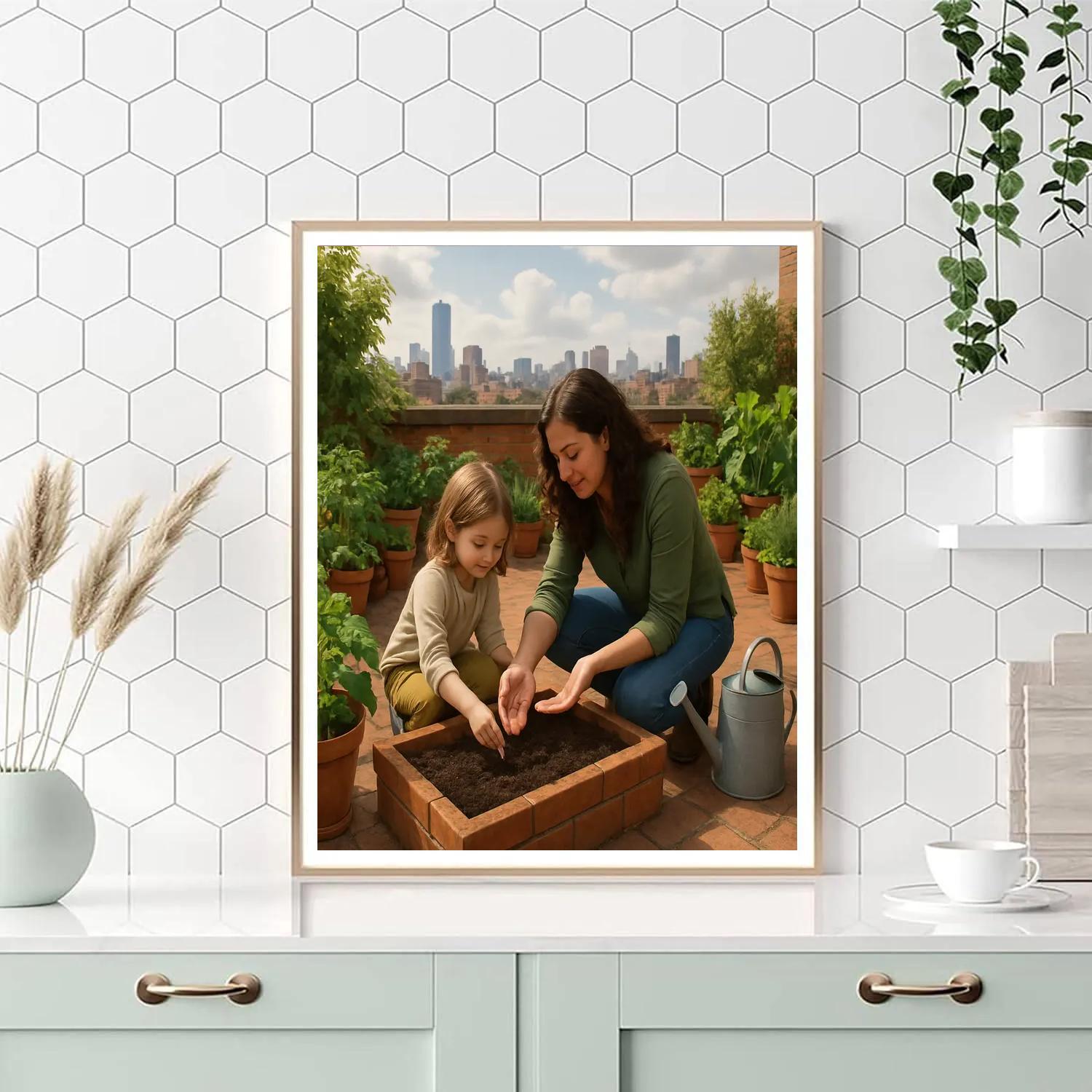 City Rooftop Garden Planting DIY paint by numbers