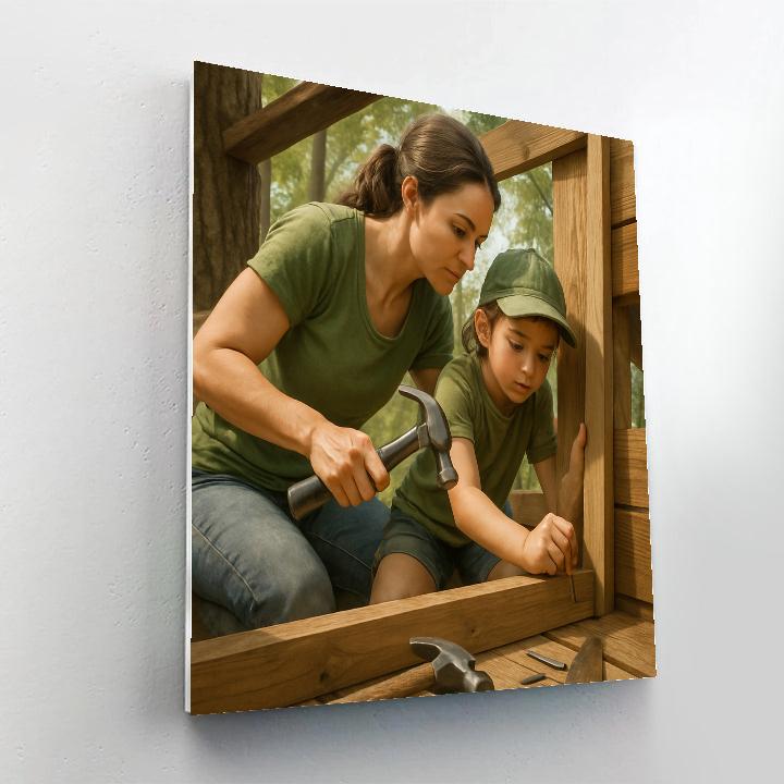 Backyard Treehouse Building Paint by numbers art