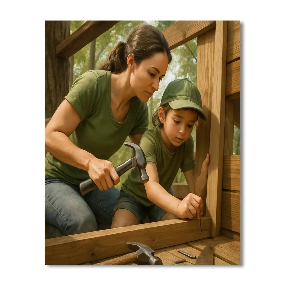 Backyard Treehouse Building Paint by numbers art