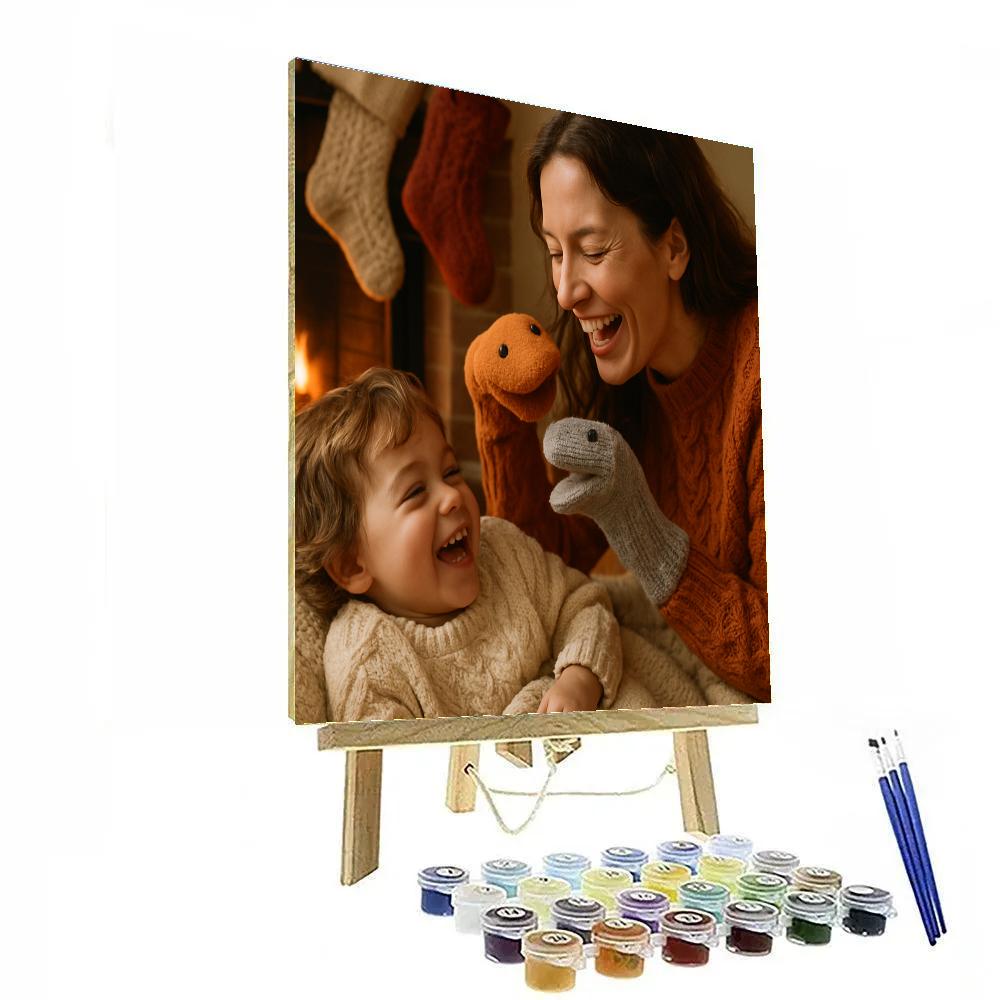 Fireplace Sock Puppet Night paint by number