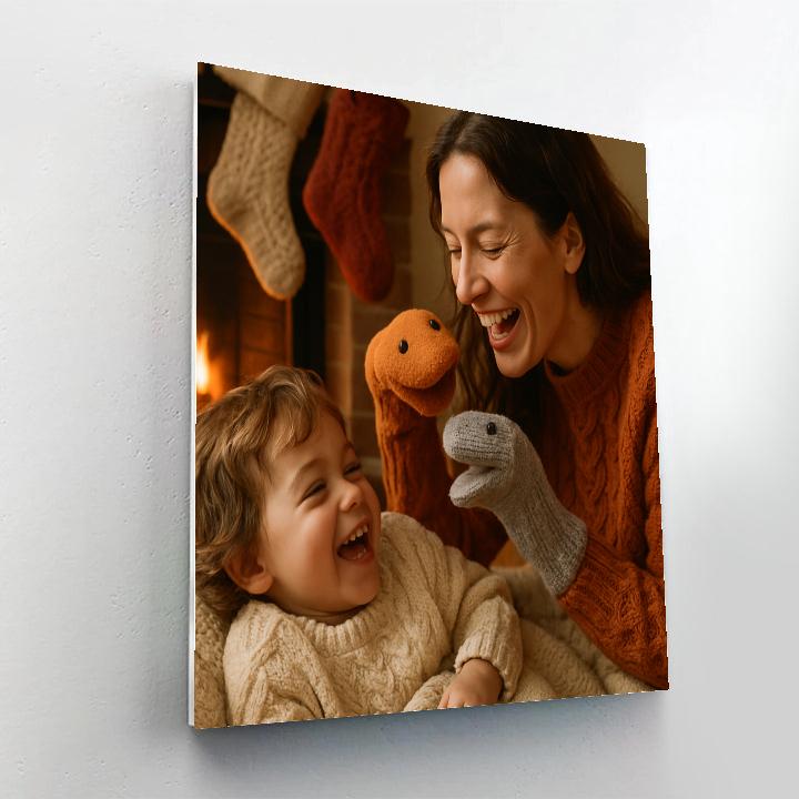 Fireplace Sock Puppet Night paint by number