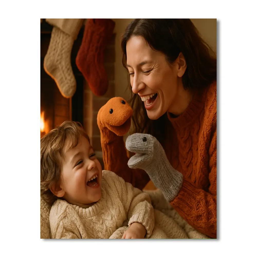 Fireplace Sock Puppet Night paint by number