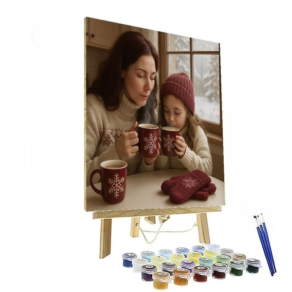 Snowy Window Hot Chocolate Break Paint by numbers art