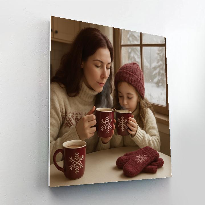 Snowy Window Hot Chocolate Break Paint by numbers art