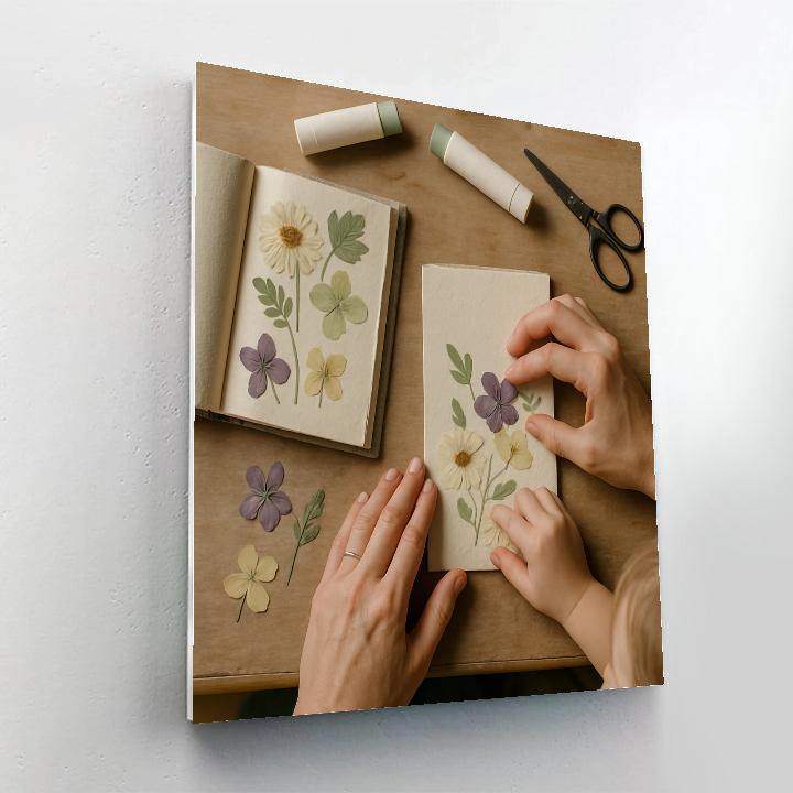 Handmade Card Pressing Flowers Number painting
