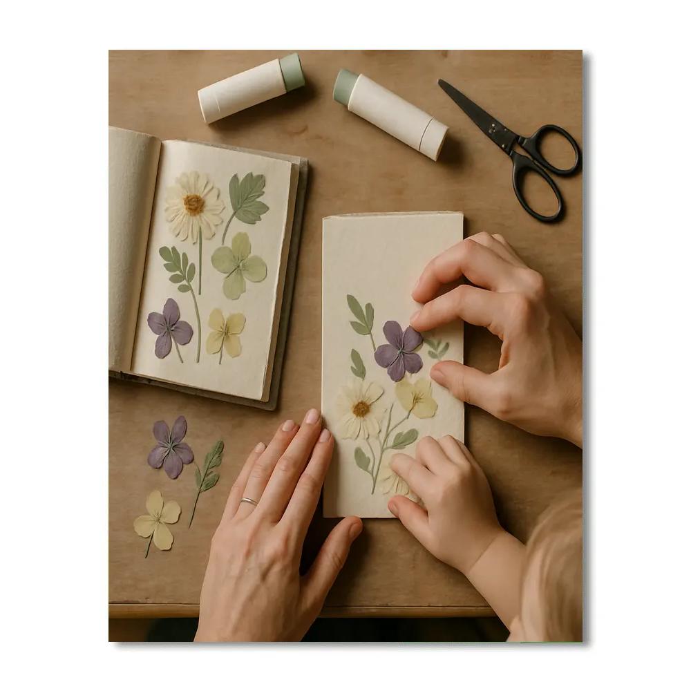 Handmade Card Pressing Flowers Number painting