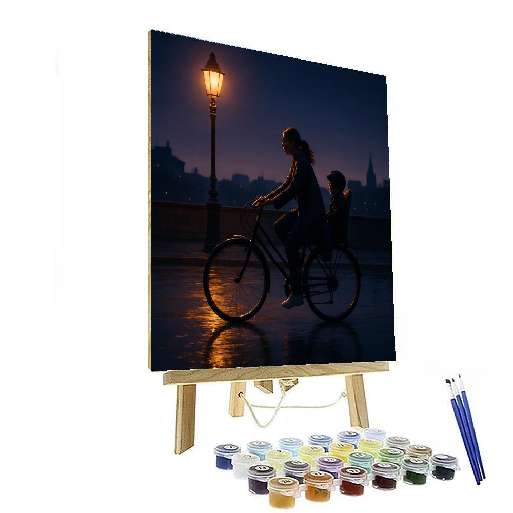 Evening Bike Lantern Commute Number painting