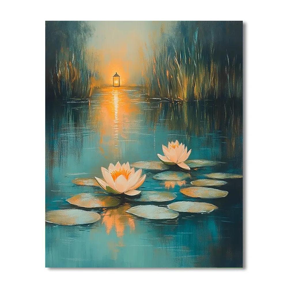 Edgar Degas Inspired Water Lilies At Dawn Number painting
