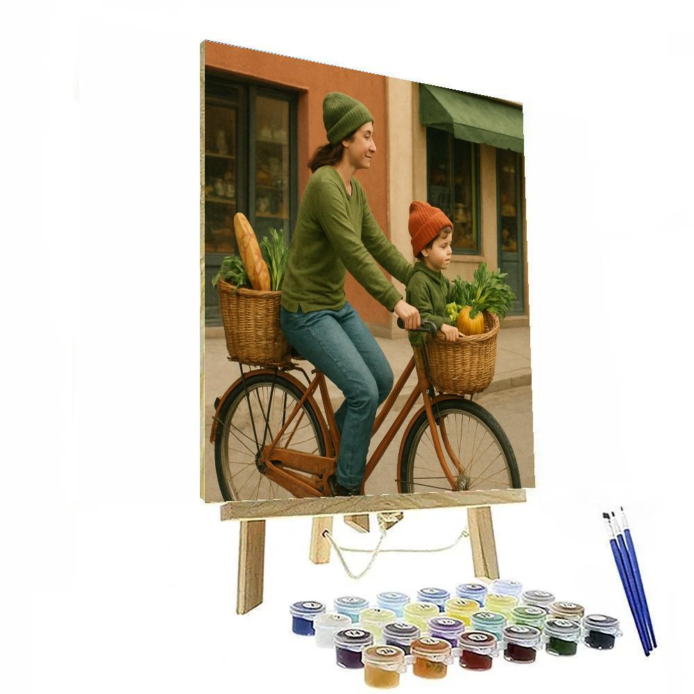 Bike Basket Grocery Run Painting by numbers kit