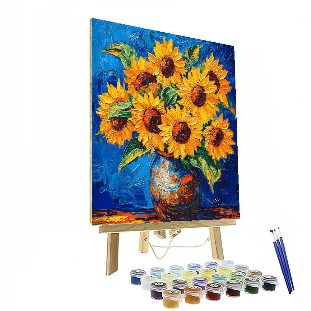 Van Gogh Inspired Sunflowers In A Vase paint by number