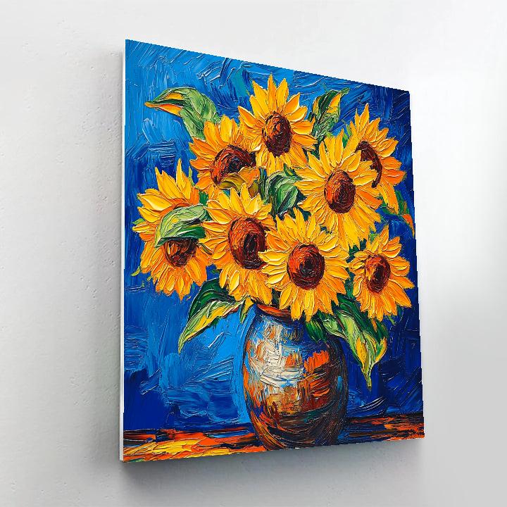 Van Gogh Inspired Sunflowers In A Vase paint by number