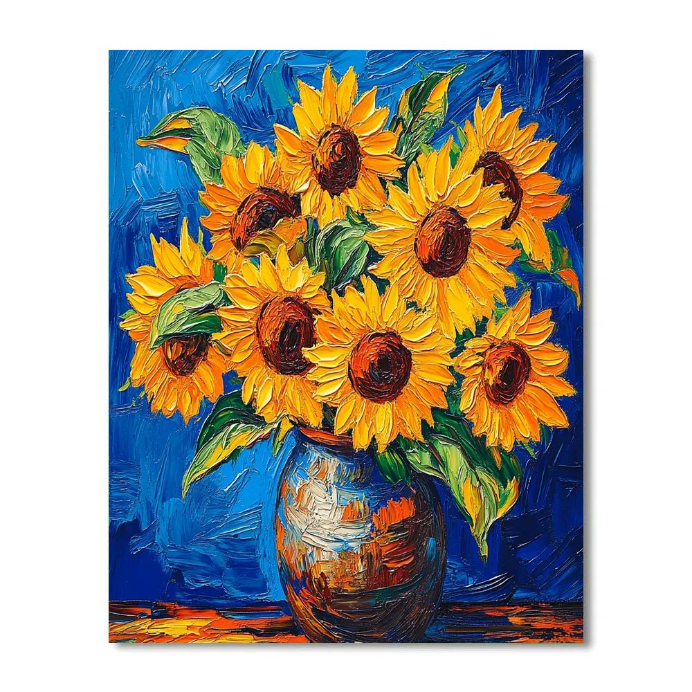 Van Gogh Inspired Sunflowers In A Vase paint by number